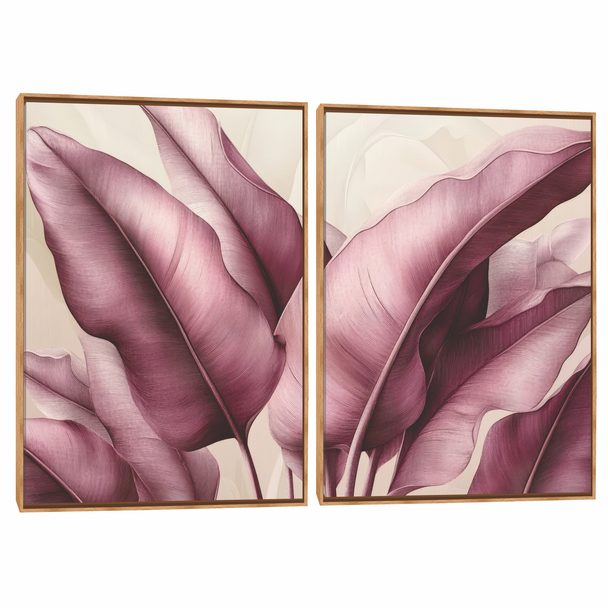 Quadro Decorativo Composição Duplo Folhas de Beringela