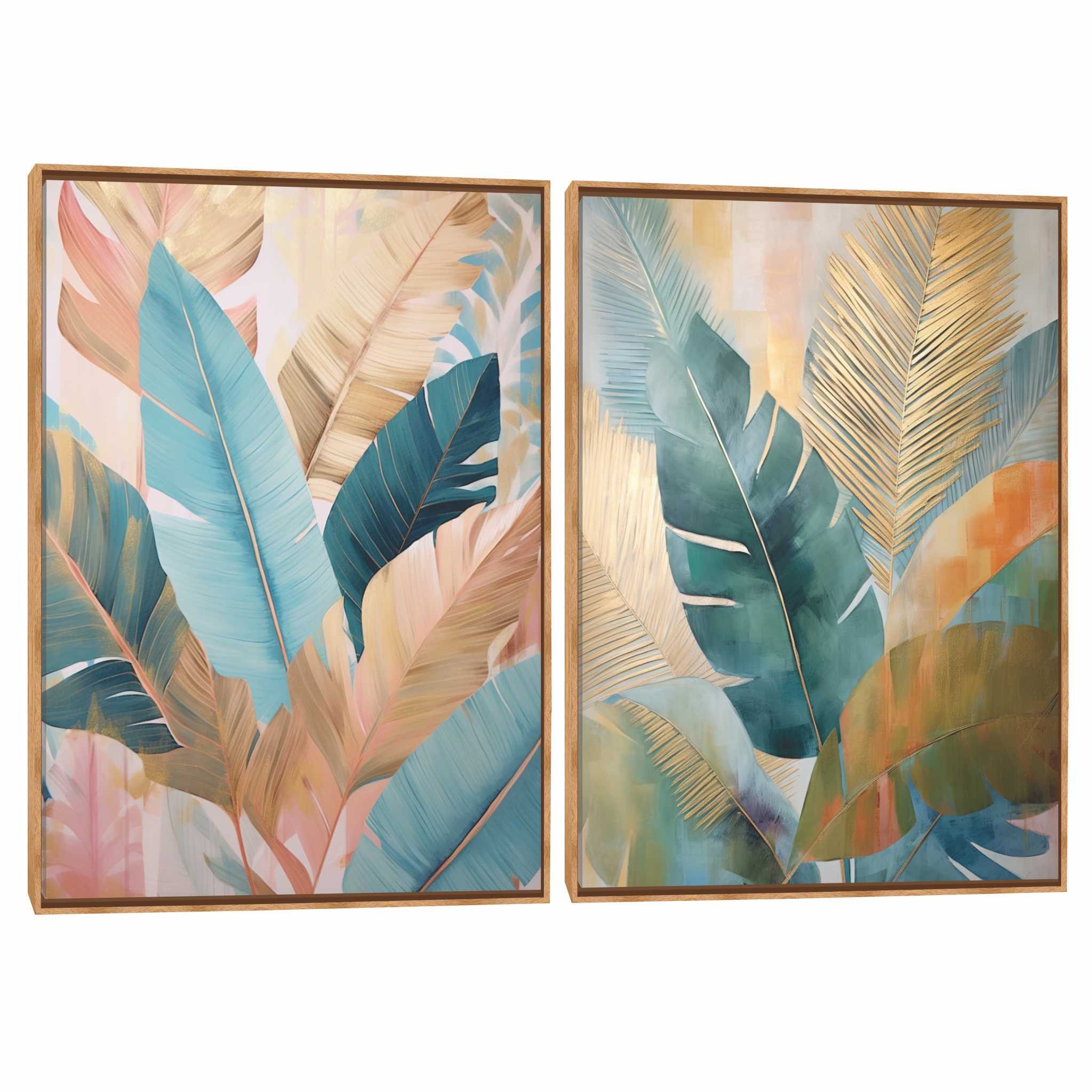 Quadro Decorativo Composição Duplo Folhagem Mambo