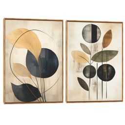 Quadro Decorativo Composição Duplo Folha Mel