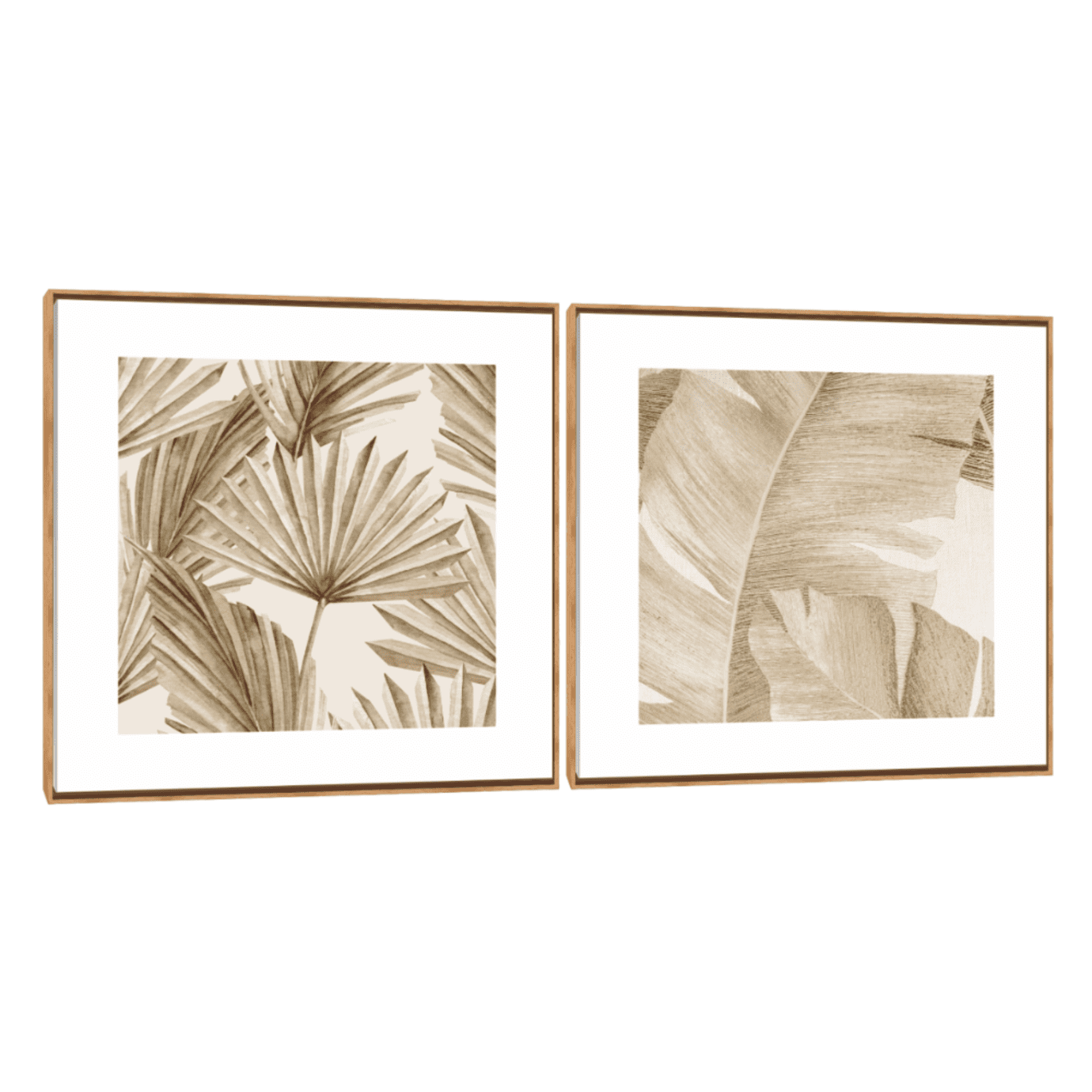 Quadro Decorativo Composição Duplo Folha Palha Q