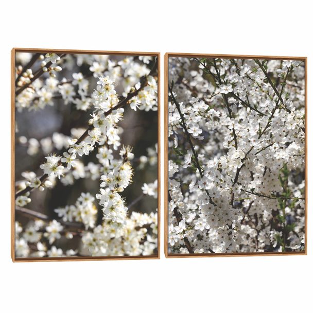 Quadro Decorativo Composição Duplo Florzinhas Brancas