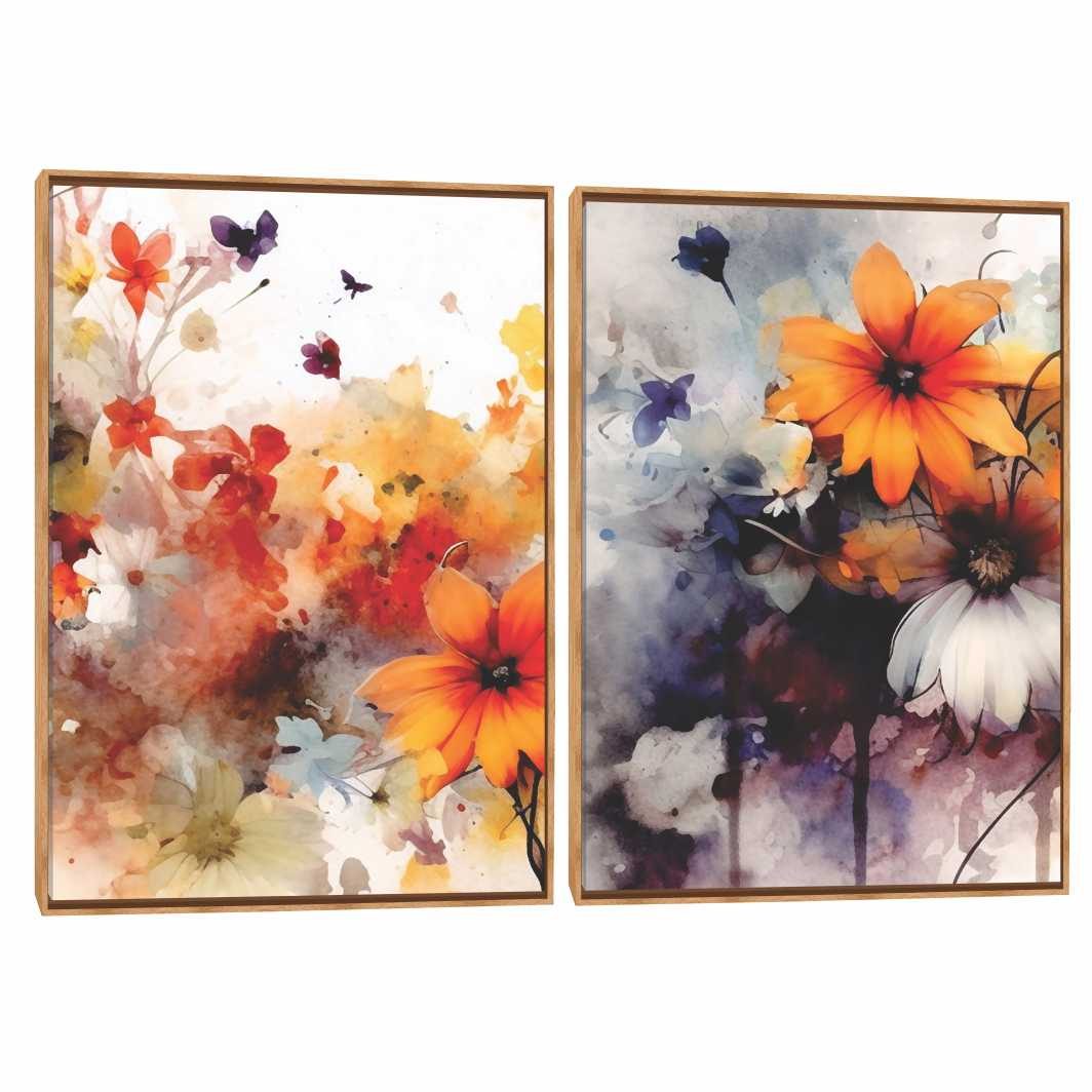 Quadro Decorativo Composição Duplo Jardim Tropical 
