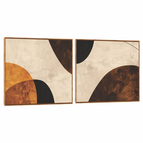 Quadro Decorativo Compsição Duplo Marrom Lux