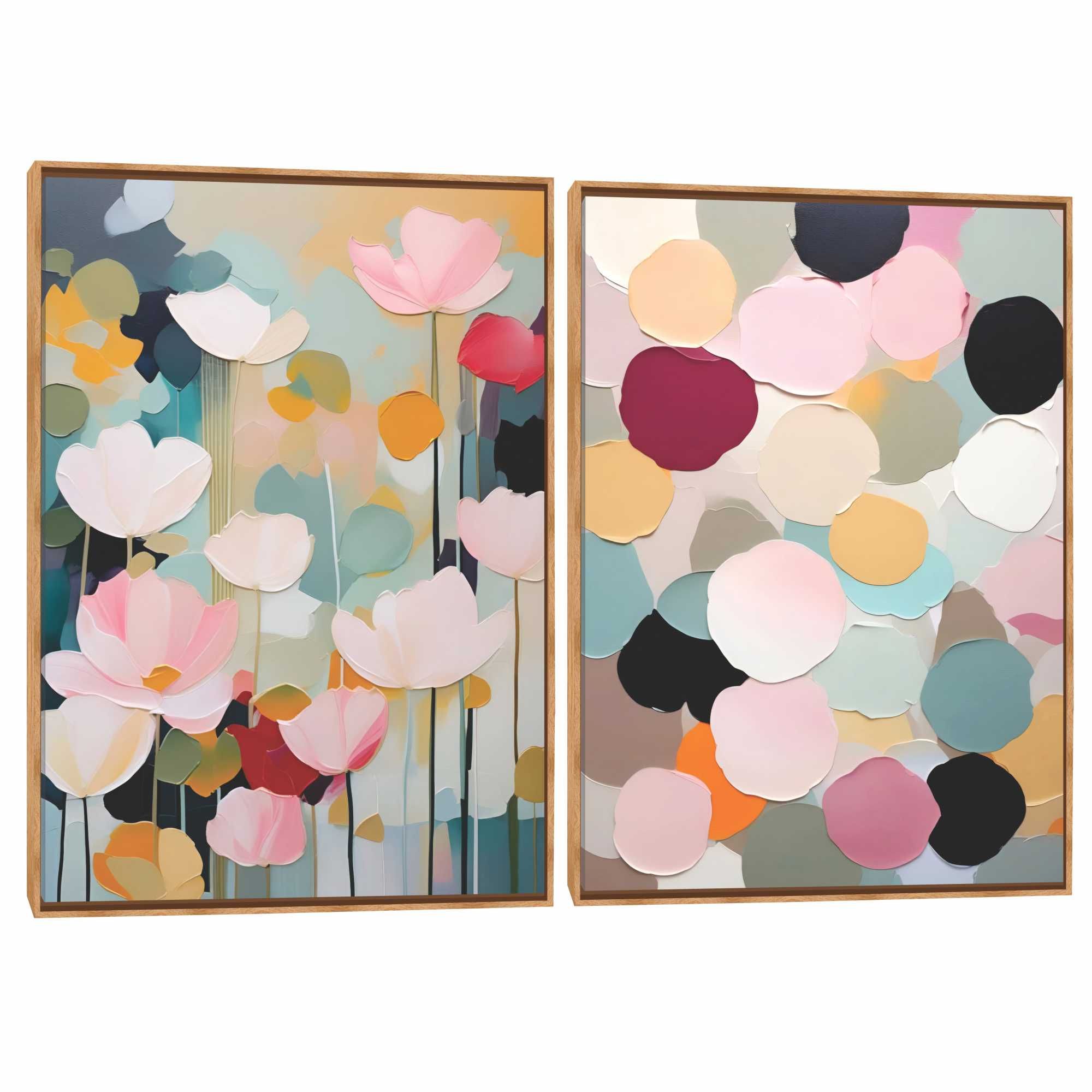 Quadro Decorativo Composição Duplo Pétalas Coloridas