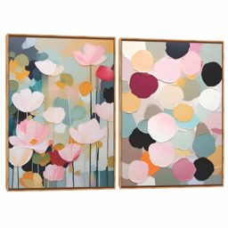 Quadro Decorativo Composição Duplo Pétalas Coloridas