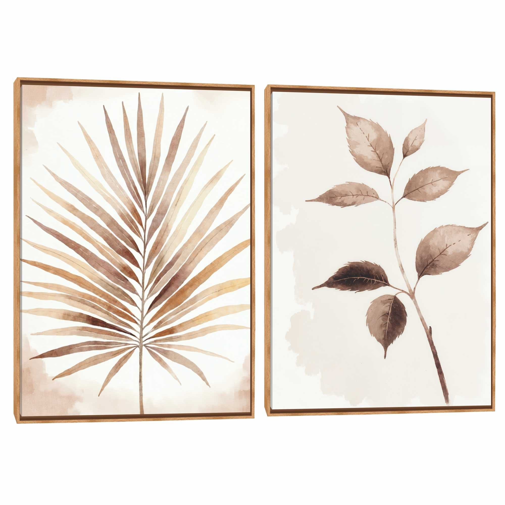 Quadro Decorativo Composição Duplo Palmeira Terra