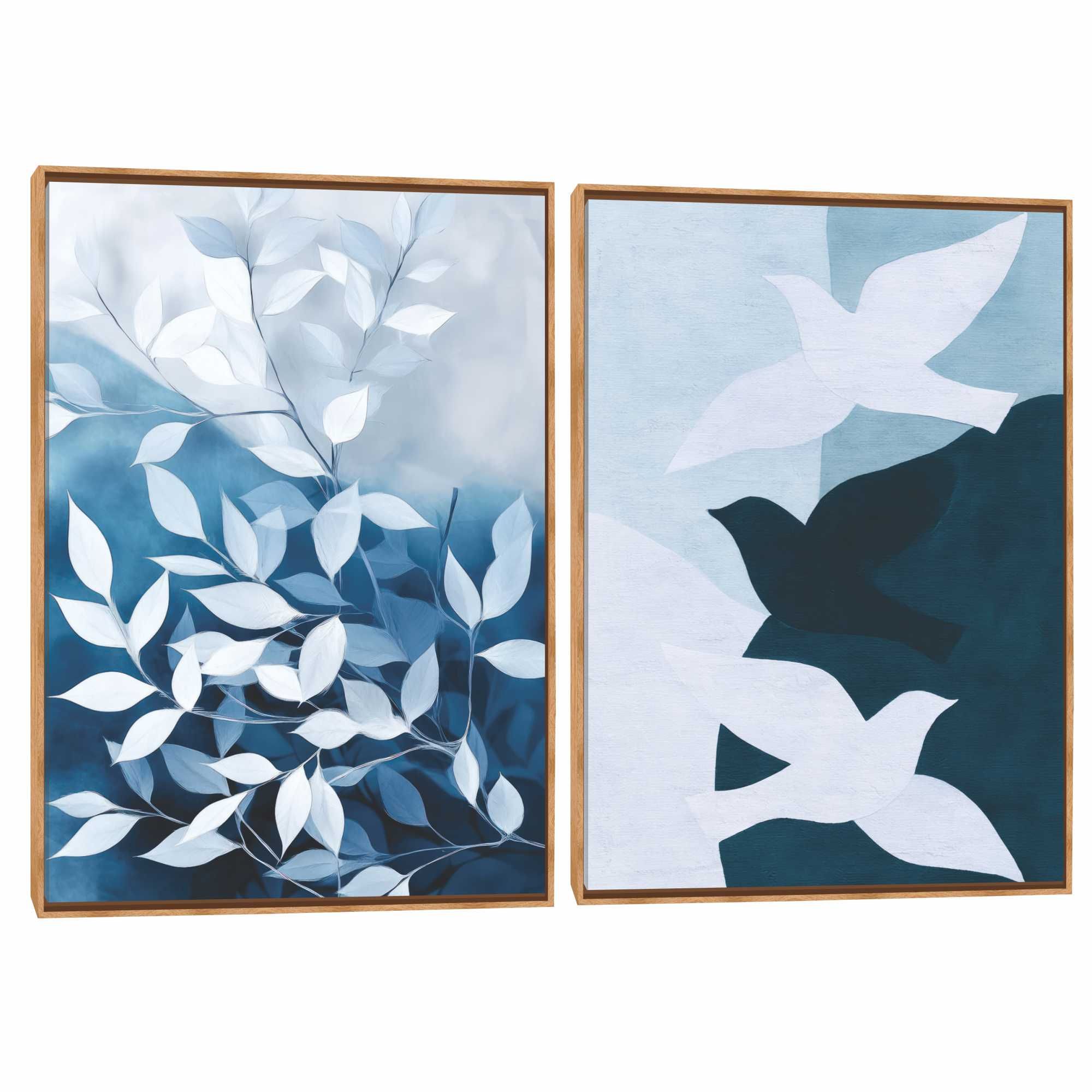 Quadro Decorativo Composição Duplo Três Pássaros 