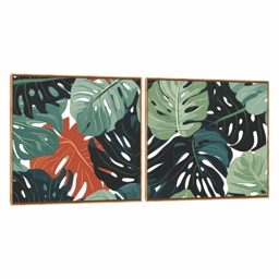 Quadro Decorativo Composição Duplo Folhagem Exótica