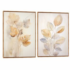 Quadro Decorativo Composição Duplo Folhas Suaves