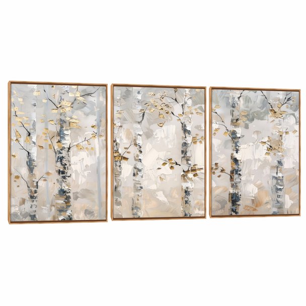 Quadro Decorativo Composição Trio Estilo Espatulado