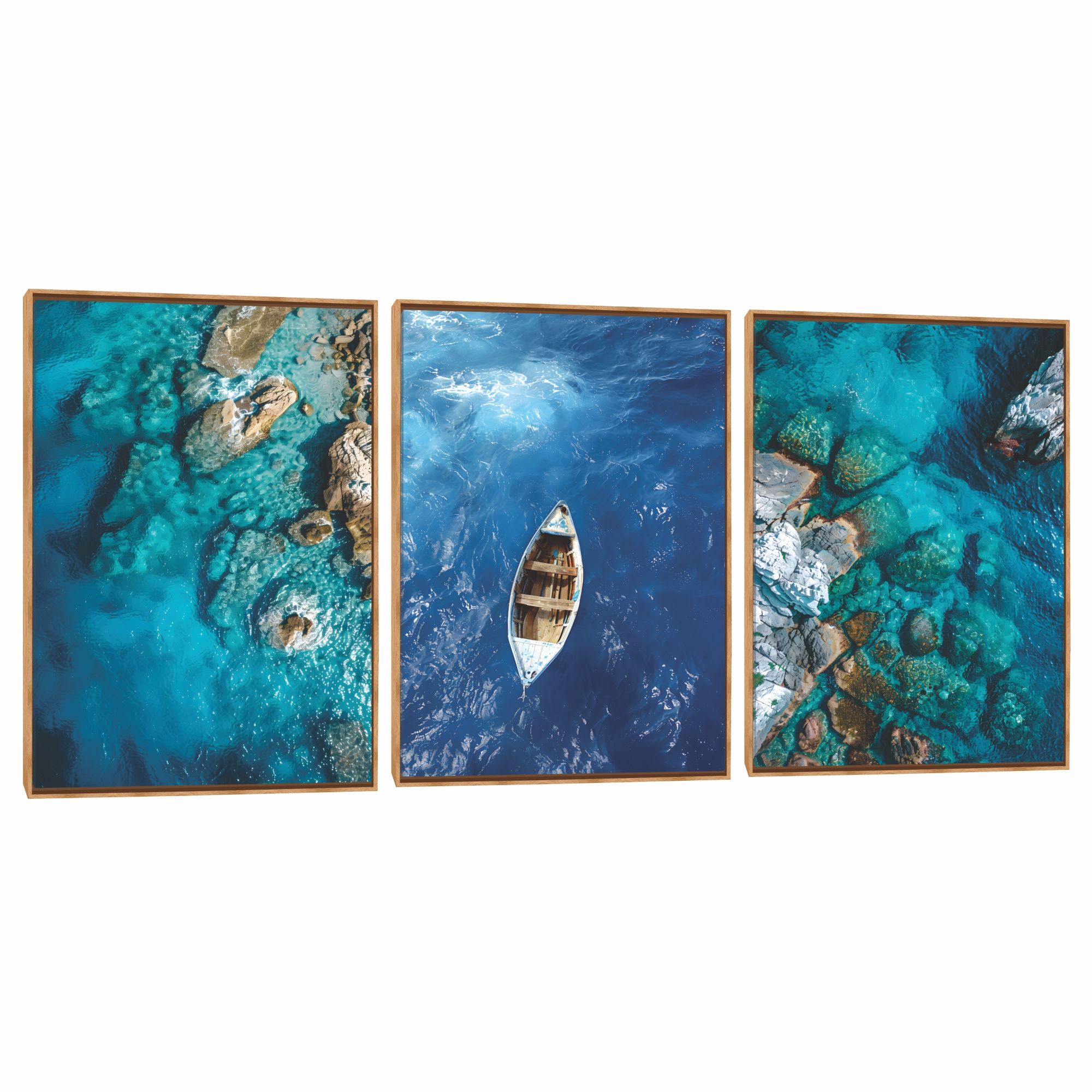 Quadro Decorativo Composição Trio Oceano Azul