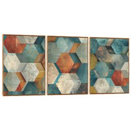 Quadro Decorativo Composição Trio Abstrato Geométrico