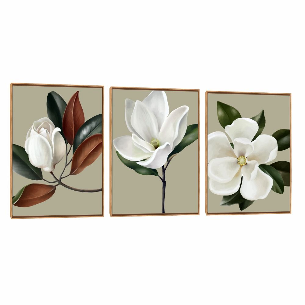 Quadro Decorativo Composição Trio Camélia 