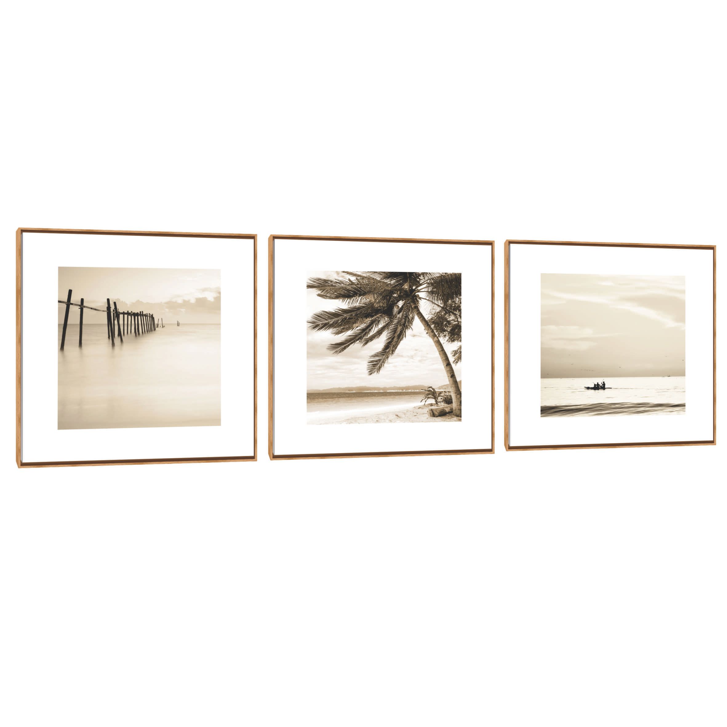 Quadro Decorativo Composição Trio Mar Sephia