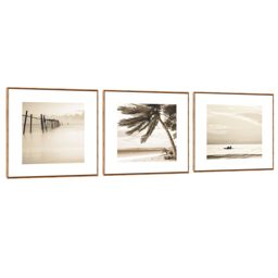 Quadro Decorativo Composição Trio Mar Sephia