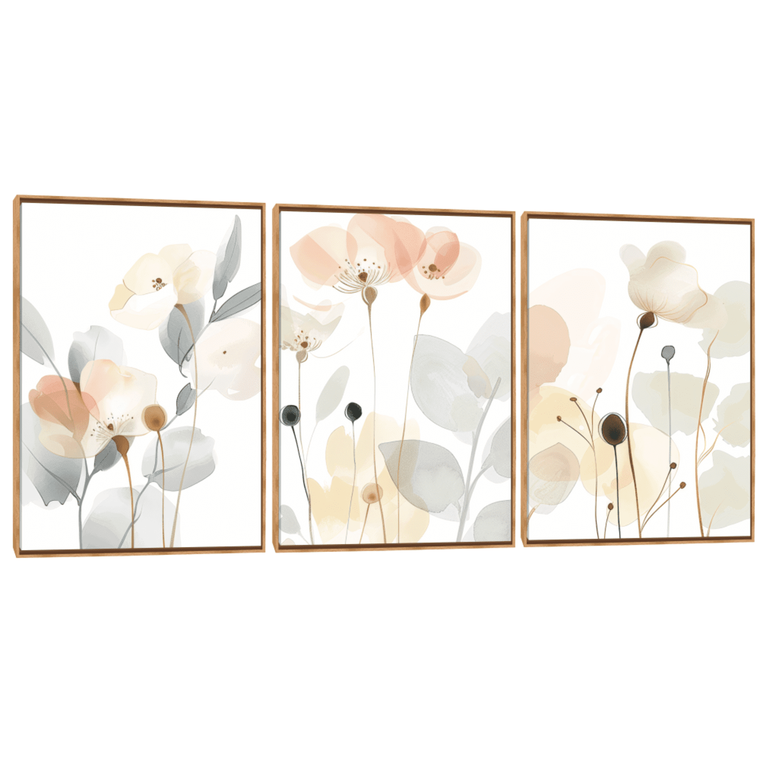 Quadro Decorativo Composição Trio Flores Do Campo II