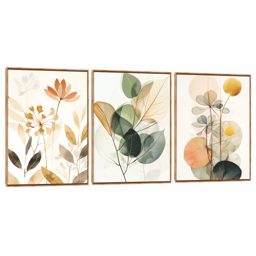 Quadro Decorativo Composição Trio Folhas de Outono