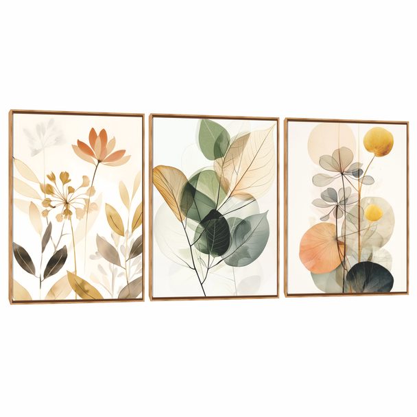 Quadro Decorativo Composição Trio Folhas de Outono
