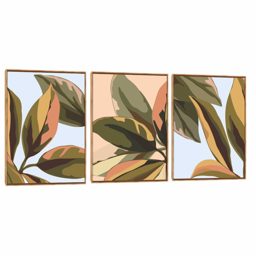 Quadro Decorativo Composição Trio Folhas Mistas