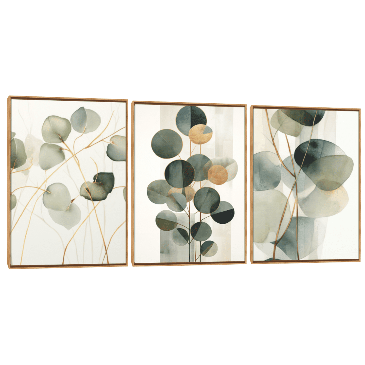 Quadro Decorativo Composição Trio Linha e Folhas II