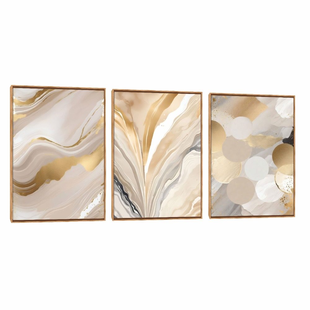 Quadro Decorativo Composição Trio Mix Gold