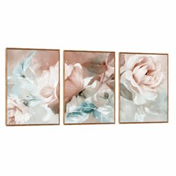 Quadro Decorativo Composição Trio Rosa Aquarela Único