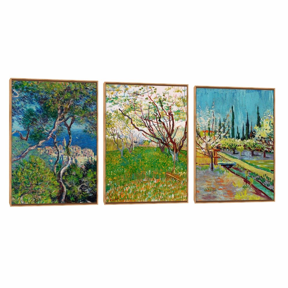 Quadro Decorativo Composição Trio Van Gogh e Monet