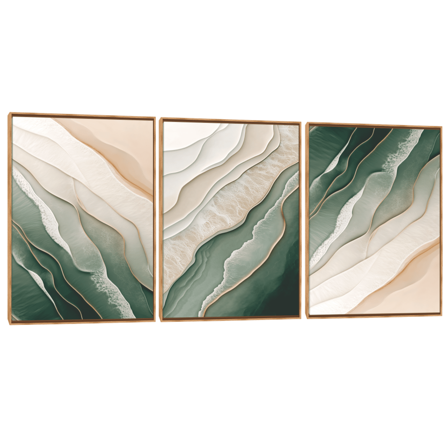 Quadro Decorativo Composição Trio Verde Mar 
