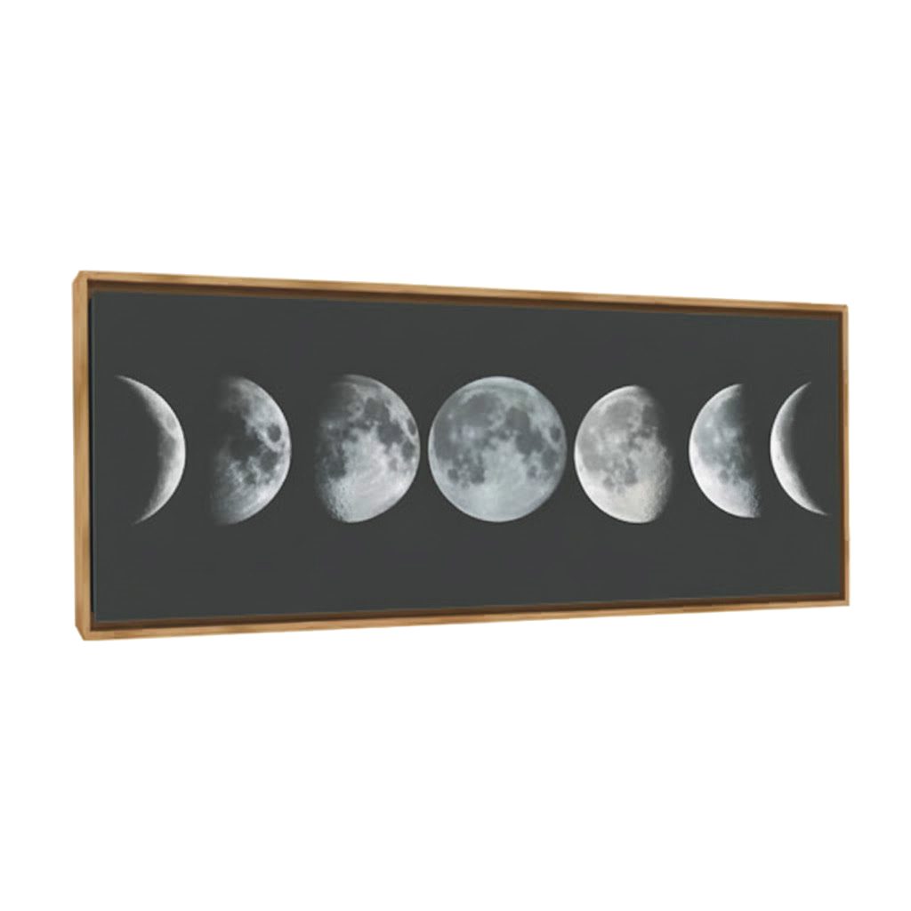 Quadro Outlet - Panorâmico Preto e Branco Fases da Lua 120x50cm Borda Infinita - 30% Off