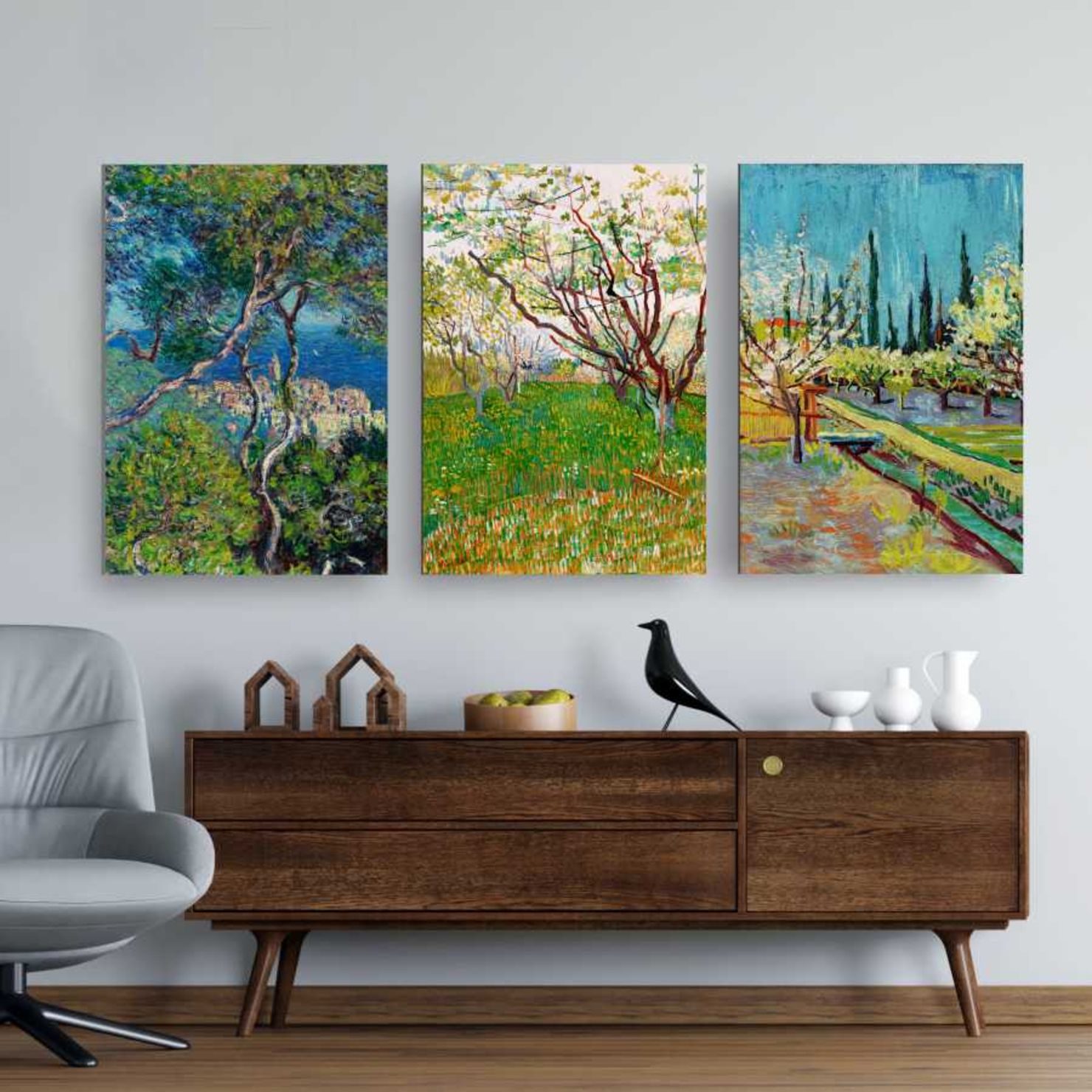 Quadro Decorativo Trio Van Gogh e Monet