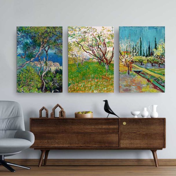 Quadro Decorativo Trio Van Gogh e Monet