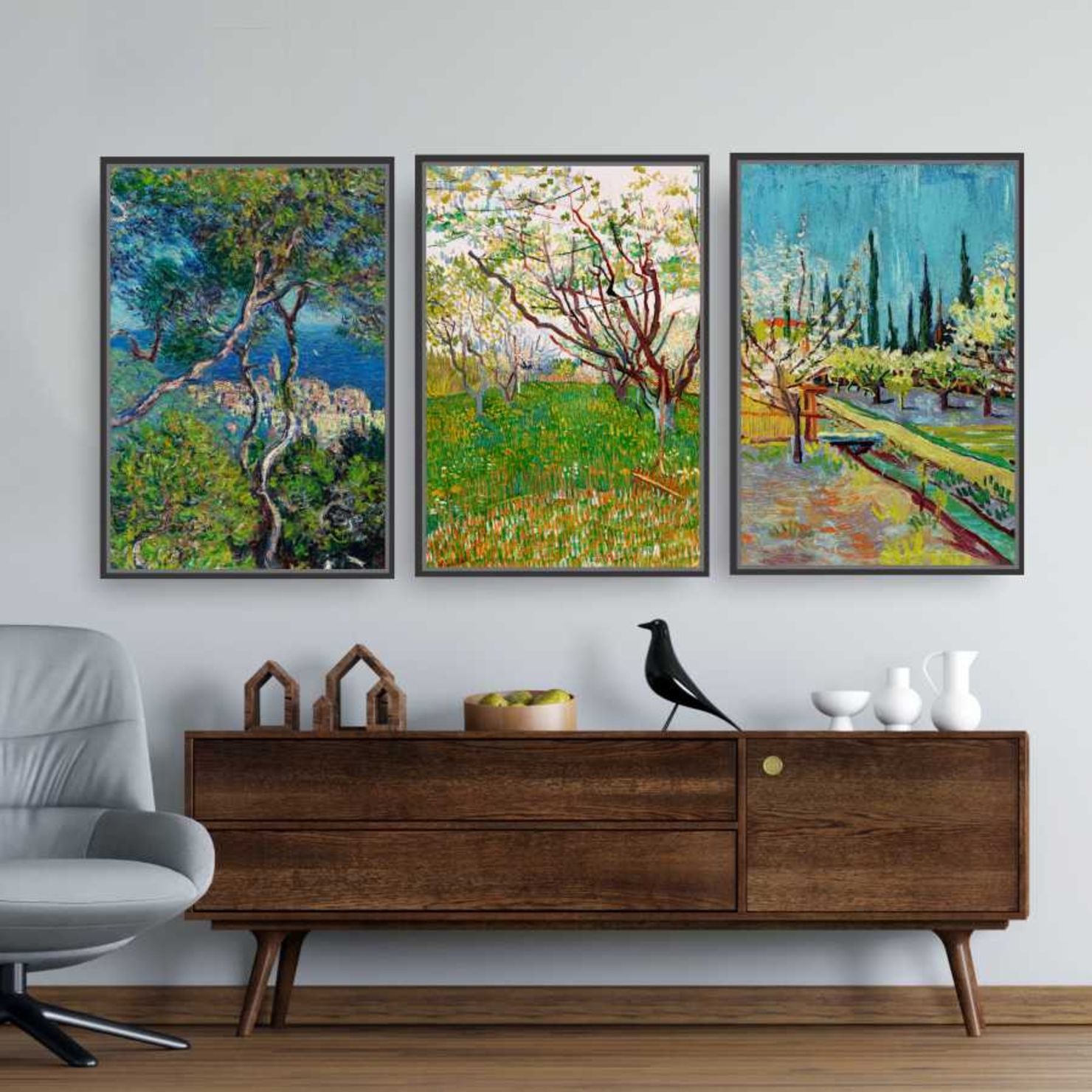 Quadro Decorativo Trio Van Gogh e Monet