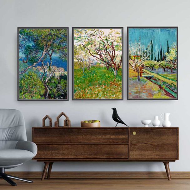 Quadro Decorativo Trio Van Gogh e Monet