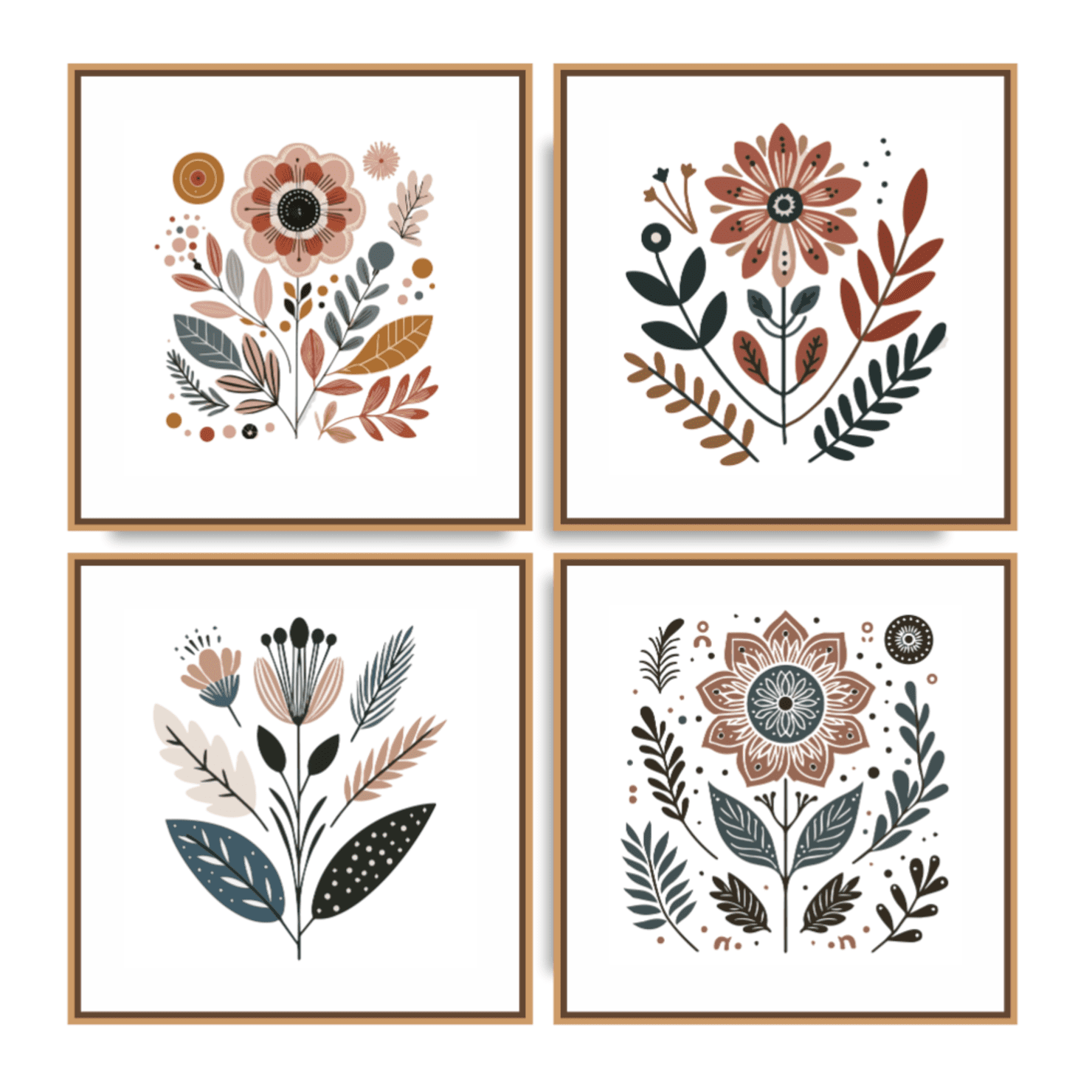 Quadro Decorativo Composição Floral Escandinavo 